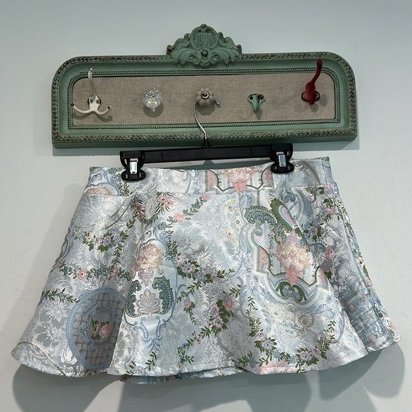 Sugar Thrillz Royal Regent Brocade Floral Patterned mini Skirt ice blue Pink xxl - Picture 5 of 6